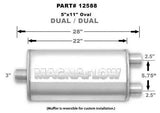 Stainless Muffler 3in Inlet/2.5in Dual Outlet