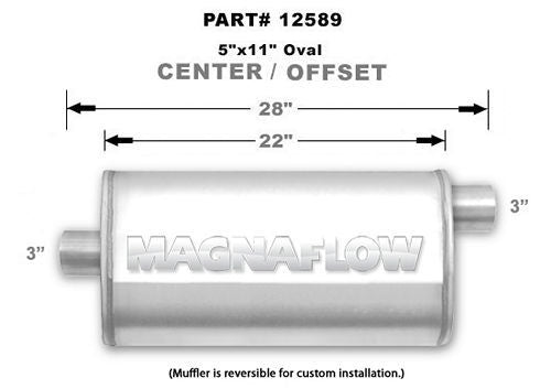 Stainless Muffler 3in Center In / Offset Out