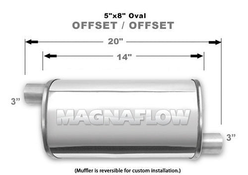 Stainless Muffler 3in Offset In/Offset Out