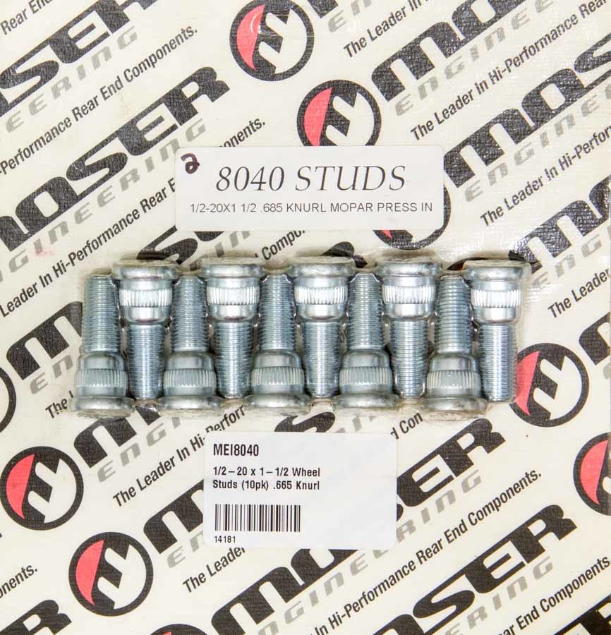 Moser Engineering 1/2-20 x 1-1/2 Wheel Studs (10pk) .665 Knurl