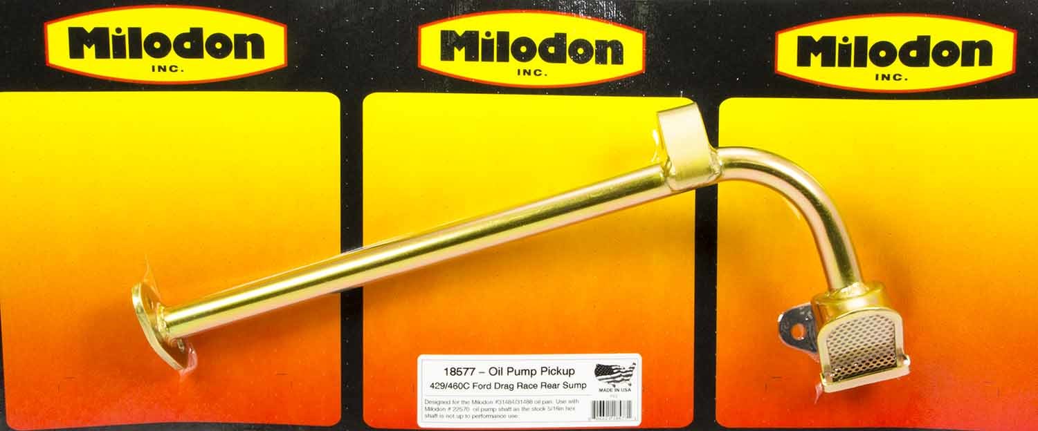 Milodon Drag Race Oil Pump Pick-Up Bolt-On 8-1/4-Inch Deep Pan — Fits Big Block Ford