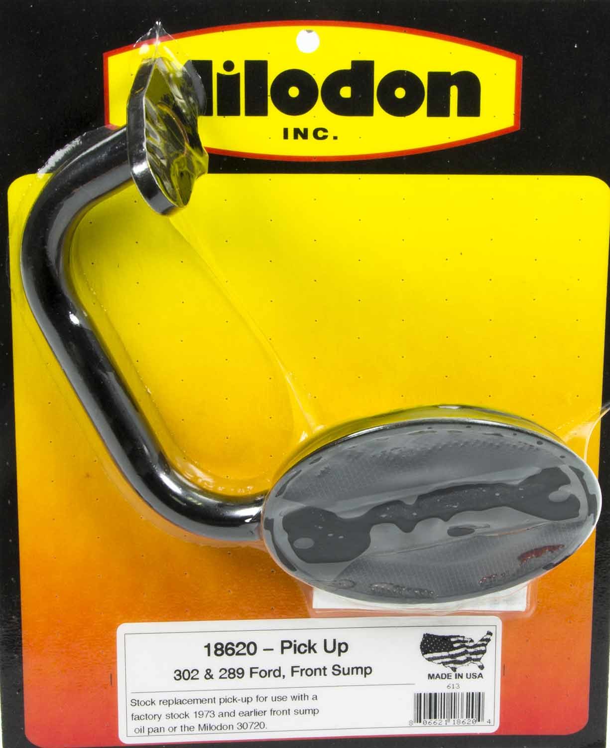 Milodon Stock Replacement Oil Pump Pick-Up Bolt-On 7-3/4-Inch Deep Pan — Fits Small Block Ford