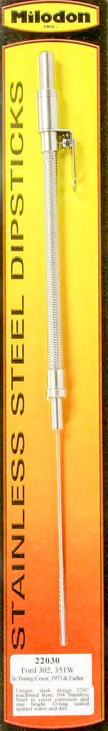 Milodon SBF S/S Engine Dipstick - Into Timing Cover