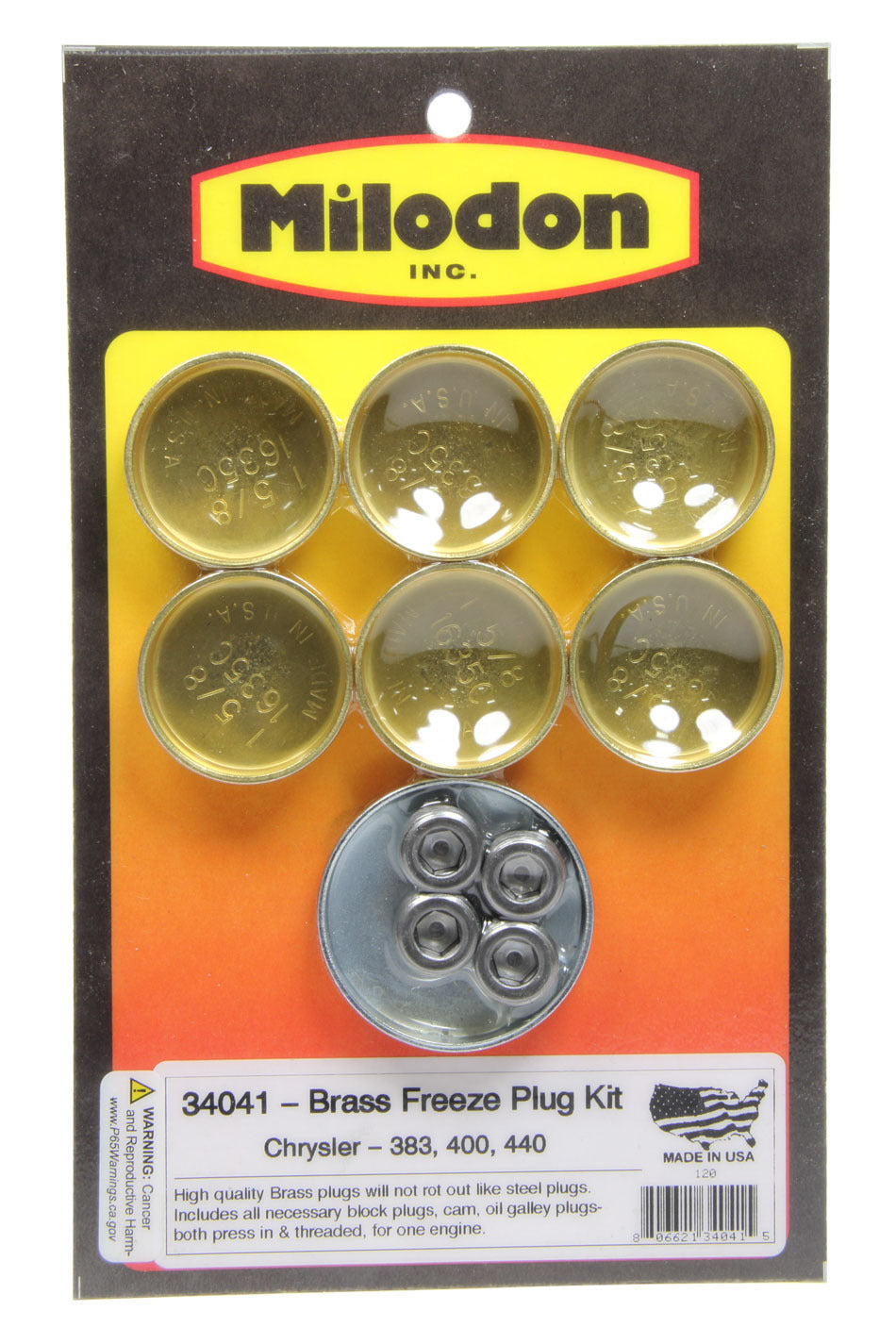 Milodon BBM Brass Freeze Plug Kit