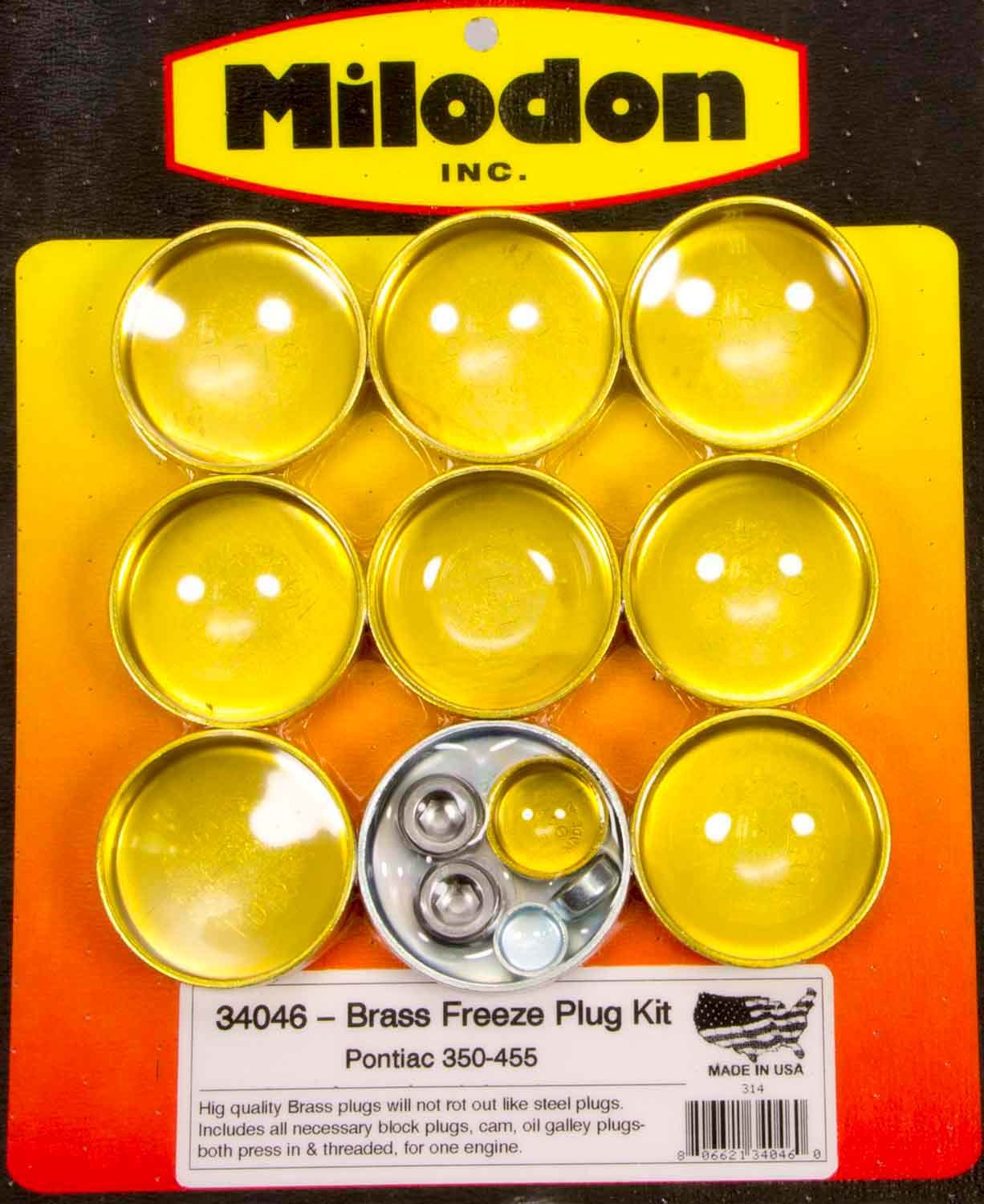 Milodon Pontiac V8 Brass Freeze Plug Kit