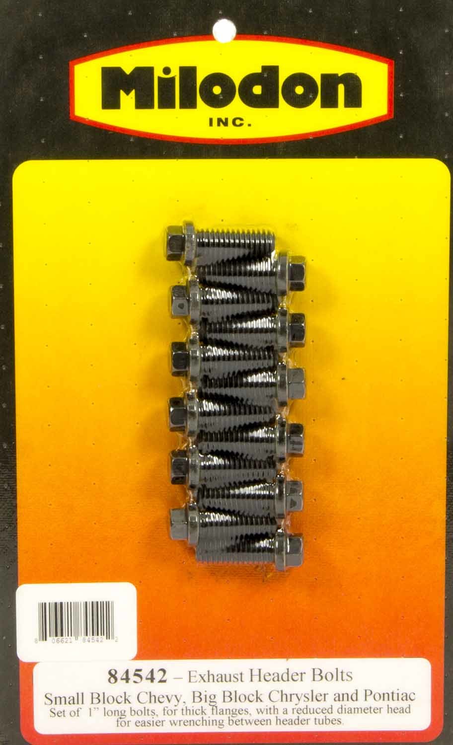 Milodon Header Bolt Kit - SBC 6pt. 3/8in x  1in