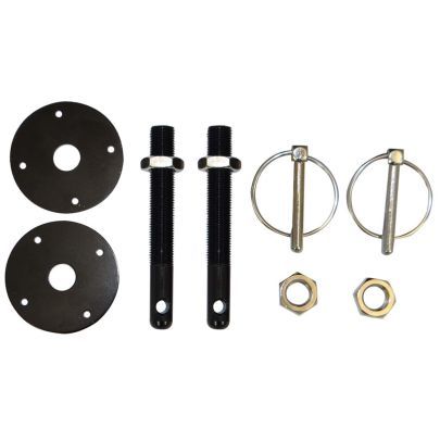Moroso Hood Pin Kit 2pk Alm. 1/2in  - Black