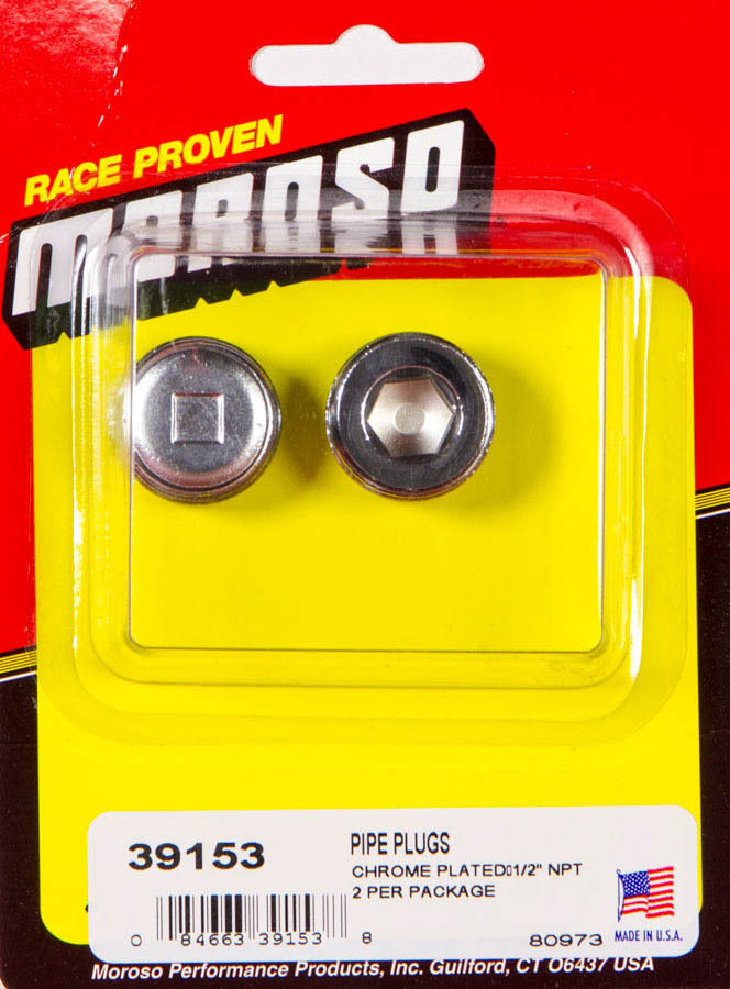 Moroso 1/2in. NPT Chrome Pipe Plug 2 Per Package