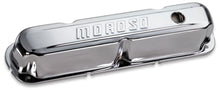 Load image into Gallery viewer, Moroso Chrome B/E Valve Covers SBM Tall w/Baffle