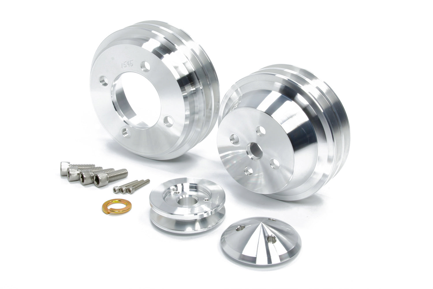 March Performance Ford SB Hi Flow Pulley Kit Clear Powder Coat