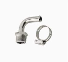 Load image into Gallery viewer, Mr Gasket 3/8in NPT 90deg Chrome Hose Fitting To 3/8in Ho