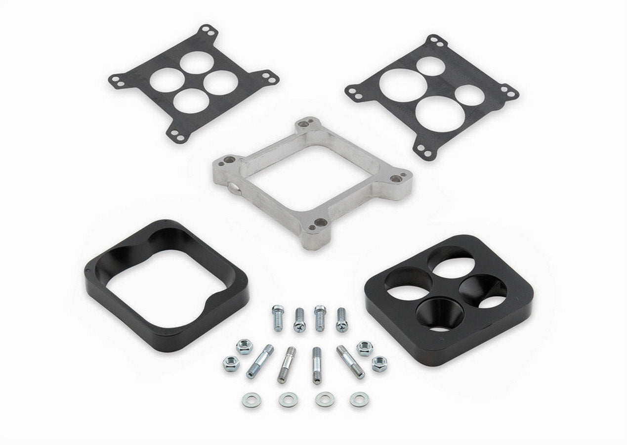 Mr Gasket Carb Adapter Kit 4150 Qjet - 1" Thick, 4-Hole/Open, Square to Spread Bore — Carburetor Adapters