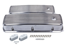 Cargar imagen en el visor de la galería, Mr Gasket BBC Cast Alm Valve Cover Set Finned Style Pol.