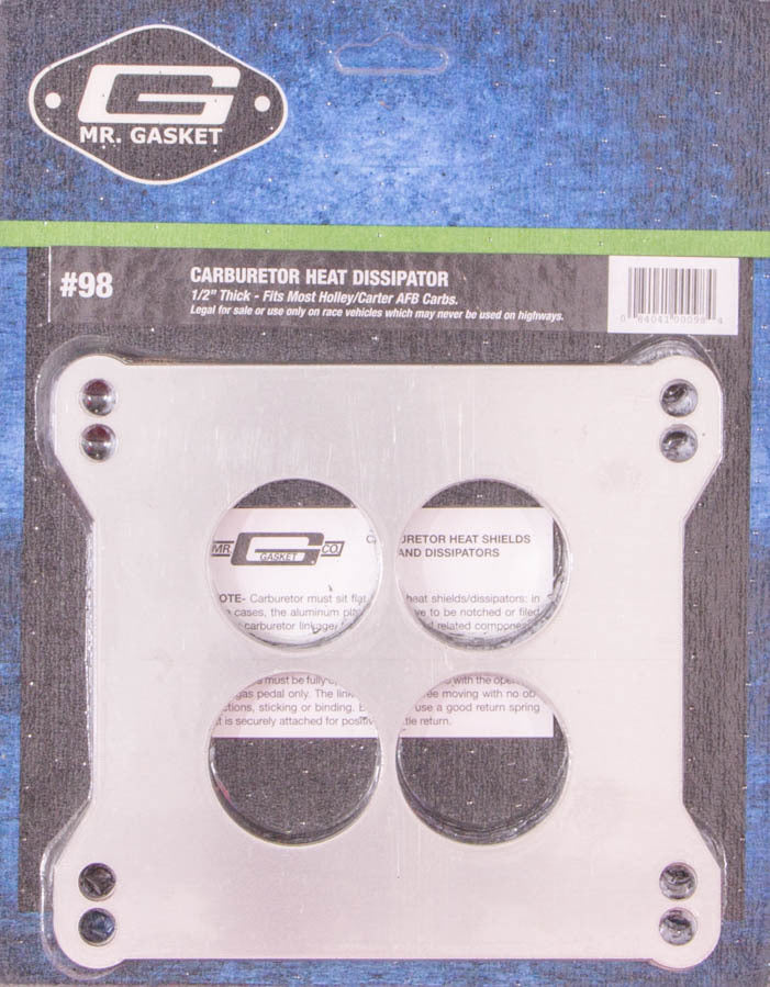 Disipador de carburador Mr. Gasket de 4 barriles y 1/2 pulgada de espesor, 4 orificios