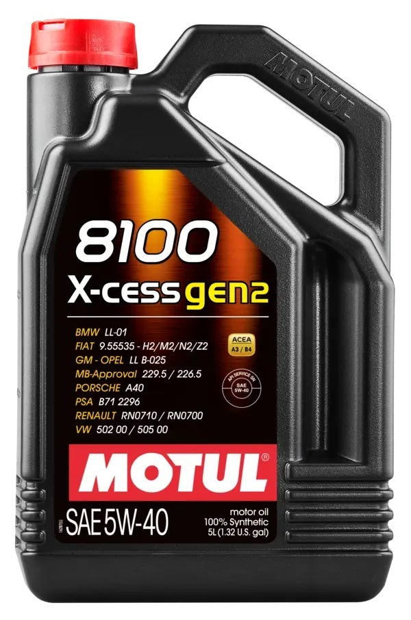 Motul8100 X-Cess Gen2 5W-40 5 Liter Bottle