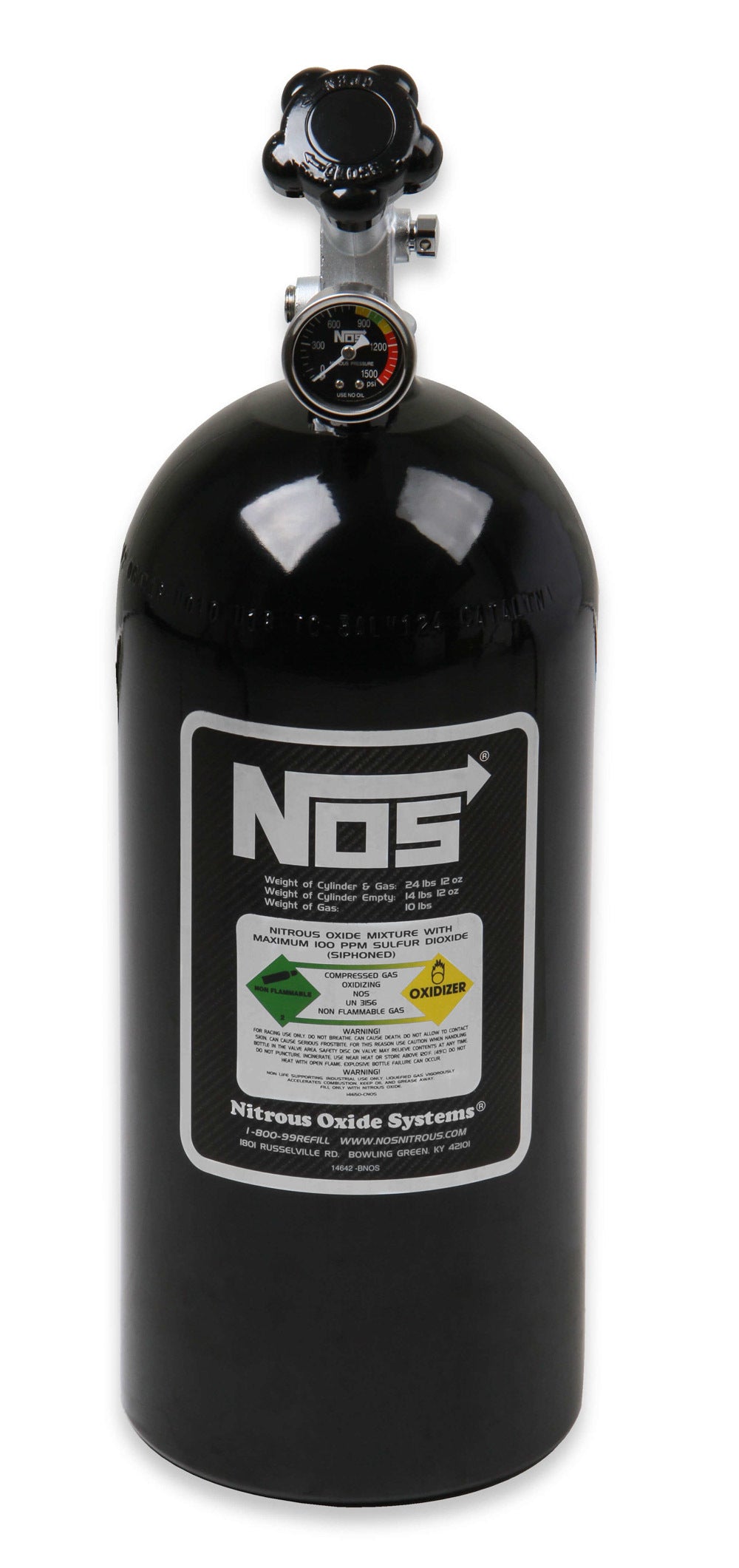 NOS/Nitrous Oxide System NOS Bottle 10lb w/Super Hi-Flo Valve -  Black