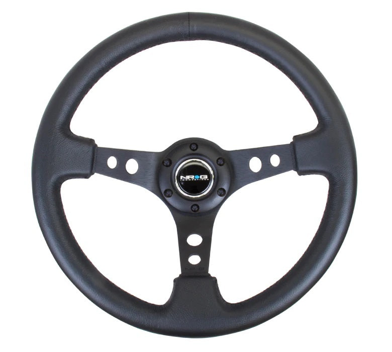 NRG Innovations Steering Wheel 350mm 3in Dish Black Leather