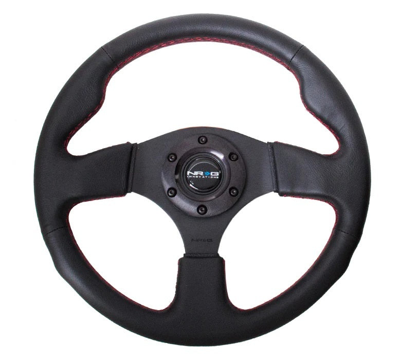 NRG Innovations Steering Wheel 320mm Flt Bottom Black Leather