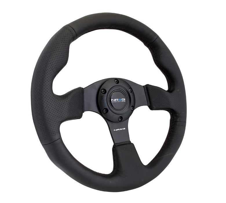 NRG Innovations Steering Wheel 320mm Flt Bottom Black Leather
