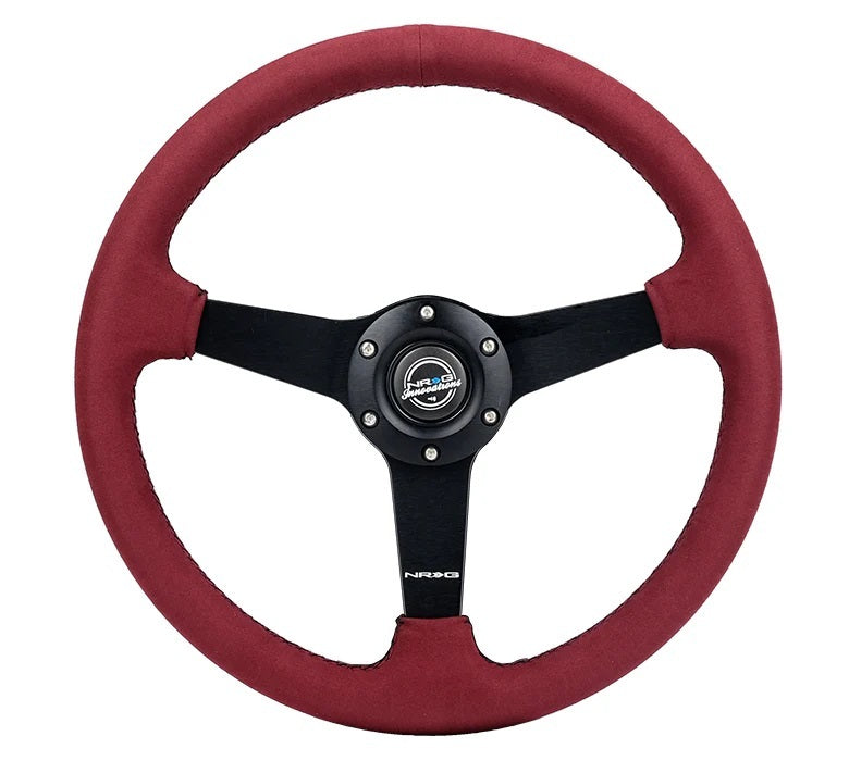 NRG Innovations Steering Wheel 350mm 1.5 in Dish Burgundy Alcanta