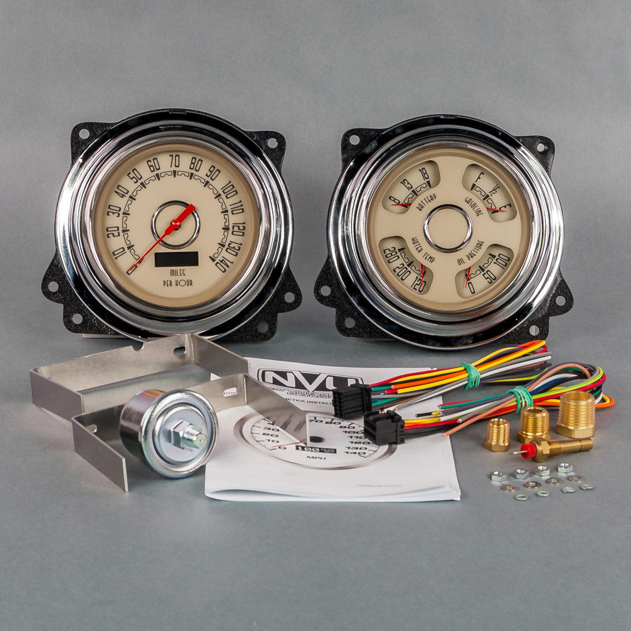 New Vintage USA Woodward 2 Gauge Kit Speed/Tach Quad Gauges