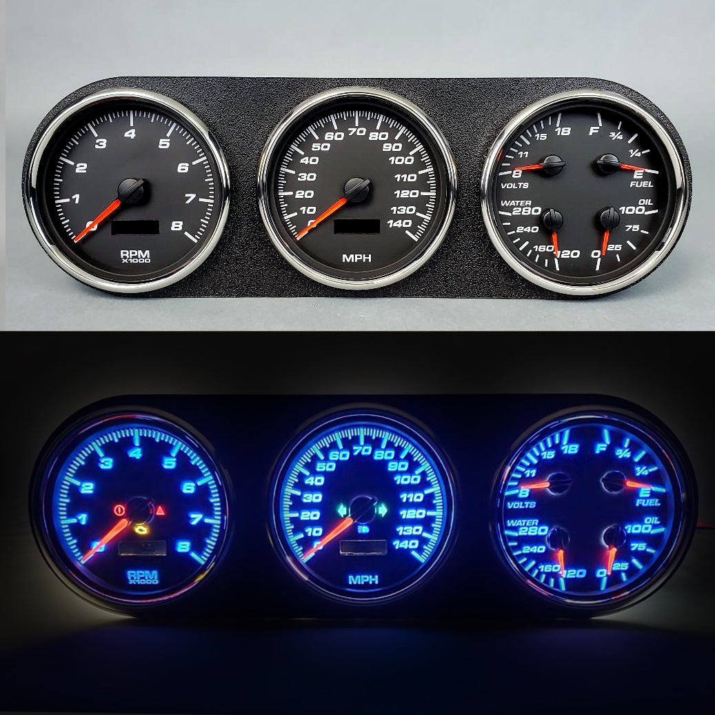 New Vintage USA Gauge Kit Dodge Truck 81-93 Perf II Blk