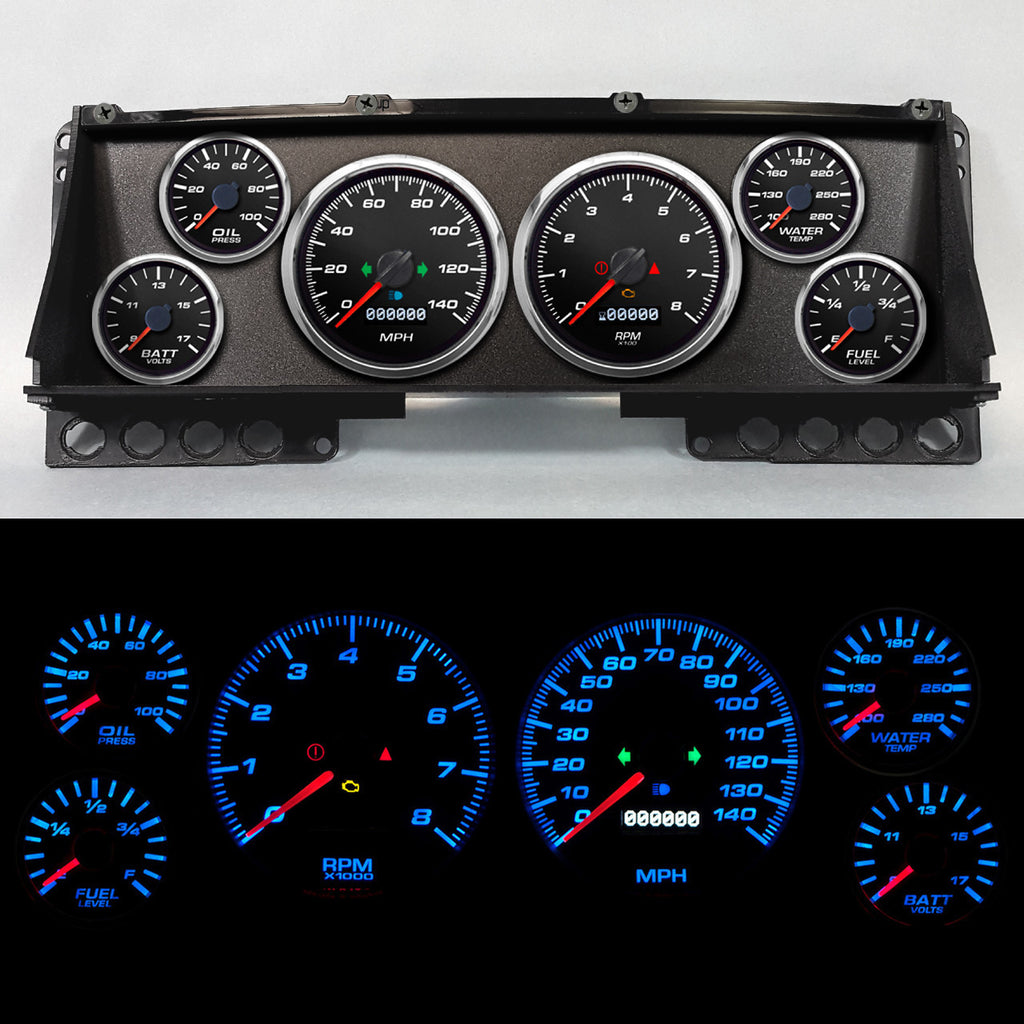 Gauge Kit Ford Truck 87-91 Perf II Black