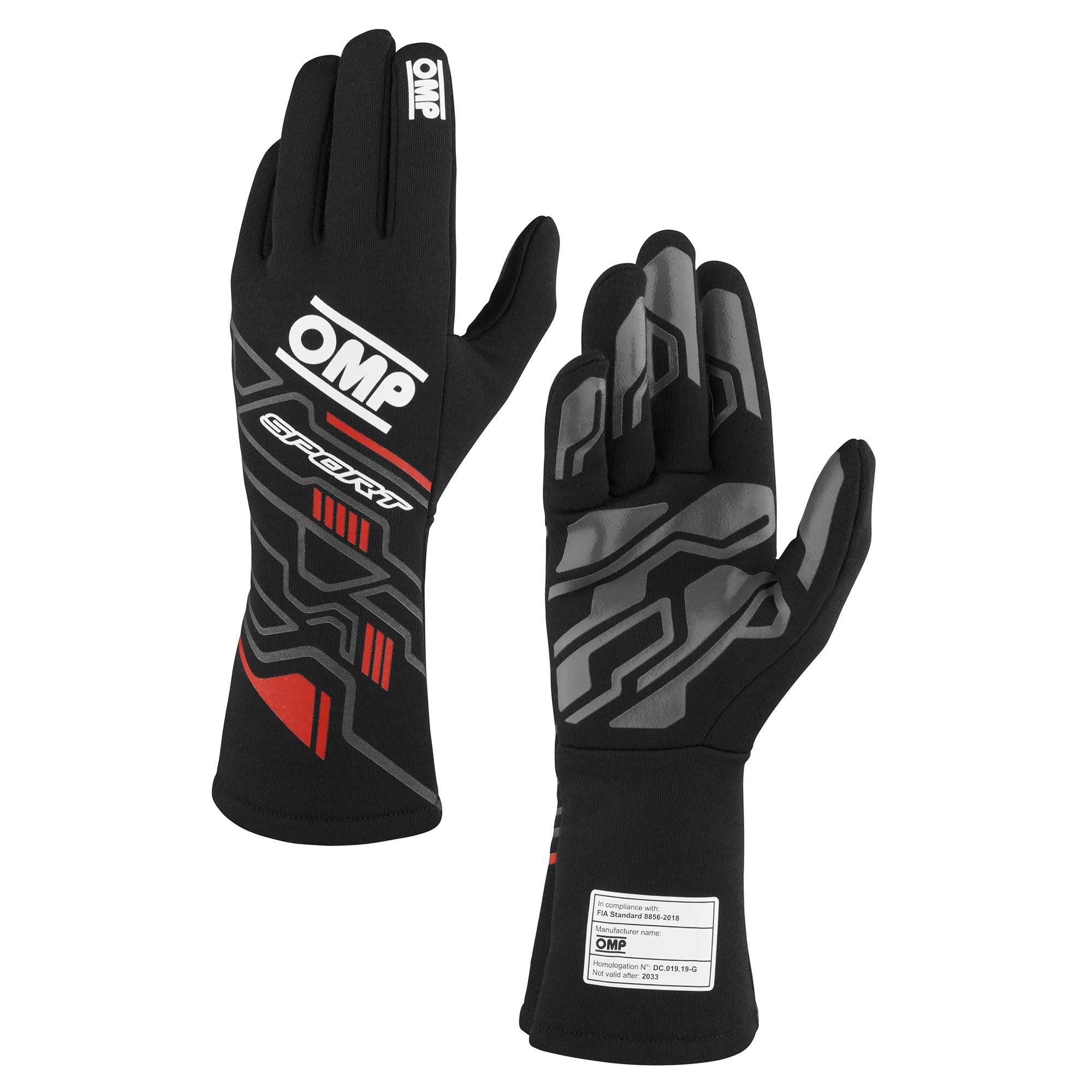 OMP Racing INC FIRST GLOVES FIA 8856-2018 BLACK