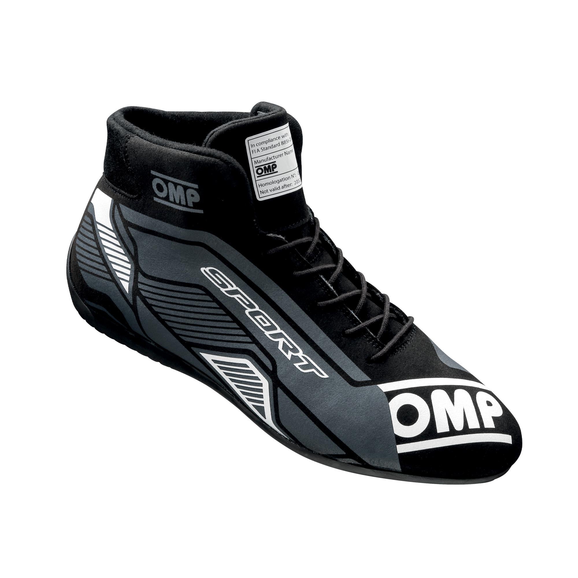 OMP Racing INC OMP SPORT SHOES FIA 8856 -2018 BLACK / WHITE SZ.