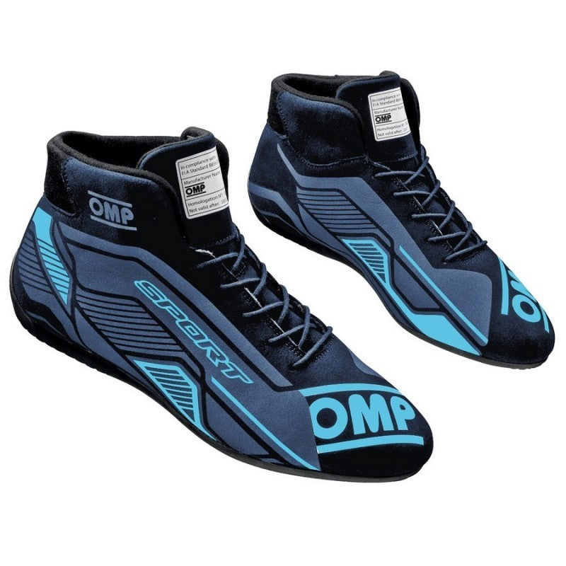 OMP Racing INC OMP SPORT SHOES FIA 8856 -2018 BLACK / CYAN SZ. 4