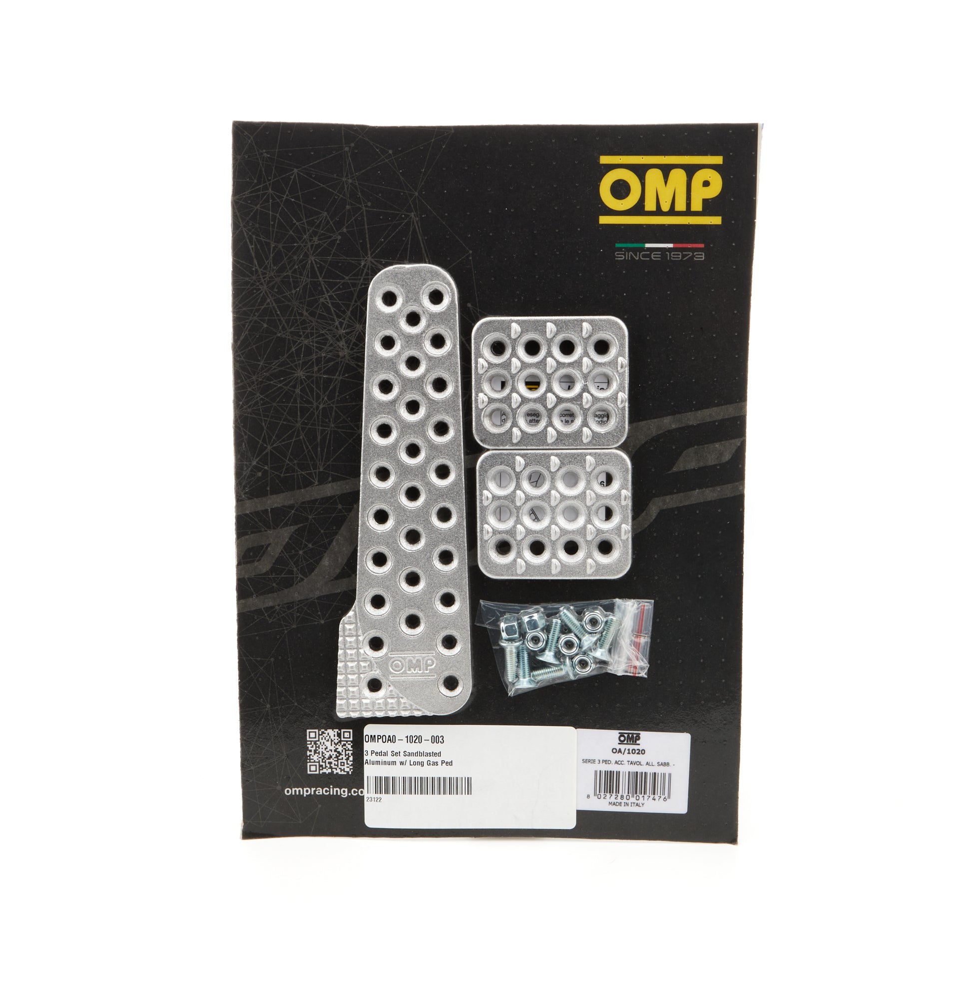 OMP Racing INC 3 Pedal Set Sandblasted Aluminum w/ Long Gas Ped