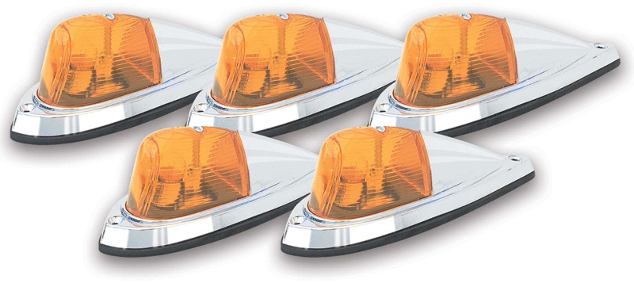 Pacer Performance Hi-Five Cab Roof Lights Amber Deluxe Chrome