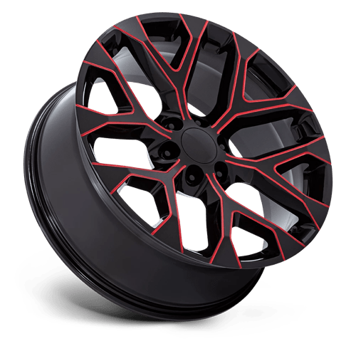 Performance Replicas PR177 Gloss Black Red Milled Wheel 24x10 6x5.5 — Fits 6-Lug Trucks & SUVs