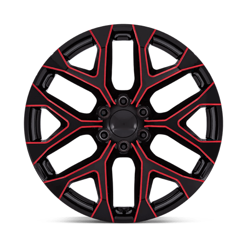Performance Replicas PR177 Gloss Black Red Milled Wheel 24x10 6x5.5 — Fits 6-Lug Trucks & SUVs