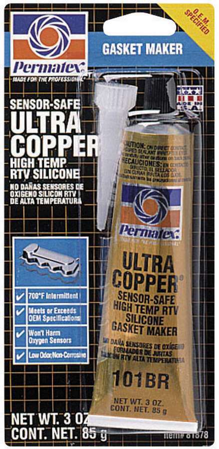 Permatex Ultra Copper Gasket Maker 3oz Carded Tube