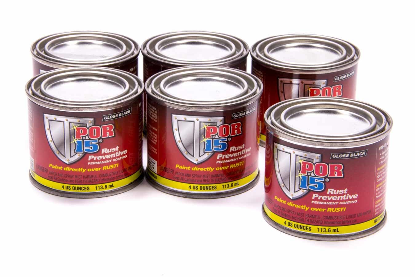 POR-15 POR-15 Paint Gloss Black Six Pack-4oz Cans
