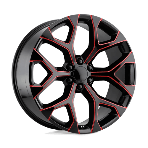 Performance Replicas PR176 22x9 Gloss Black Red-Milled Wheel — 6x5.5 Bolt Pattern