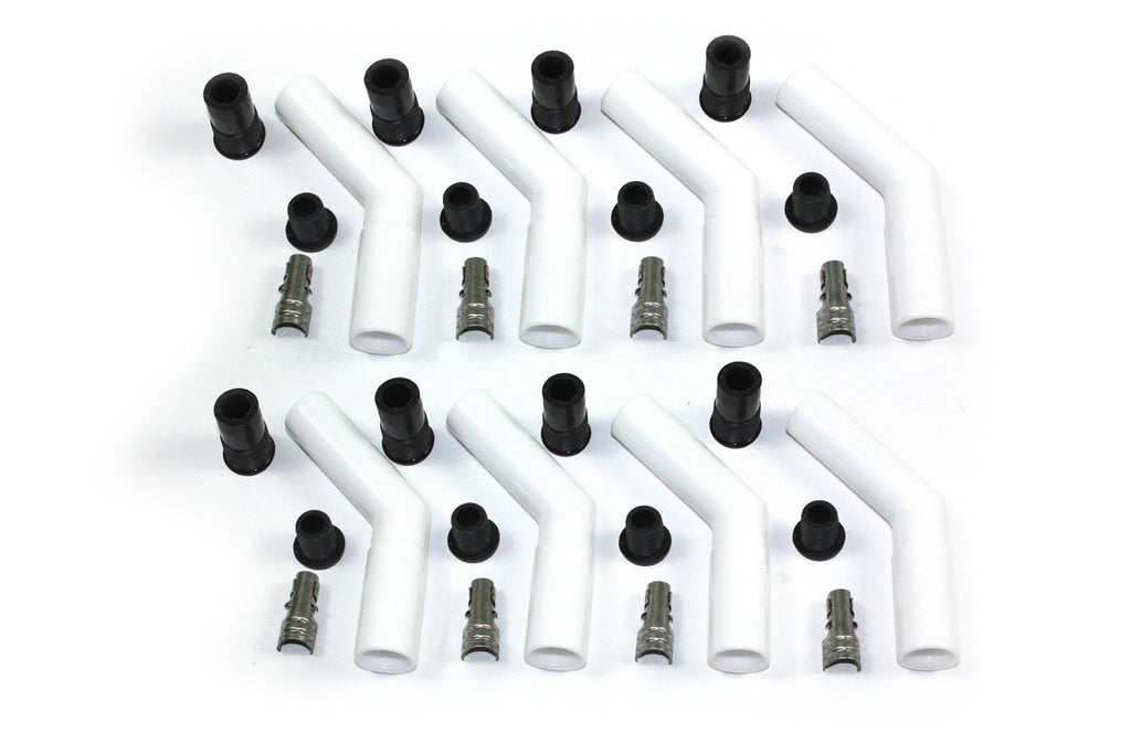 Pertronix Ceramic Spark Plug Boot Kit 45-Deg 8pk White