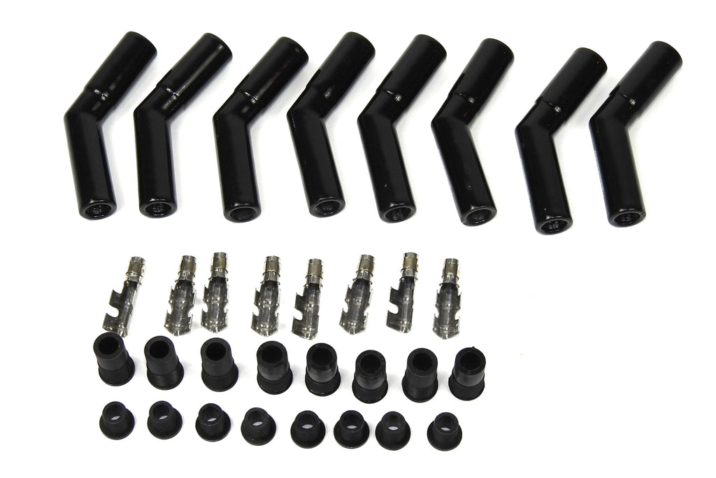 Pertronix Ceramic Spark Plug Boot Kit 45-Deg 8pk Black