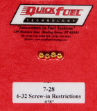 Quick Fuel Technology .028in- 6-32 Screw-in Restrictors (4pk)