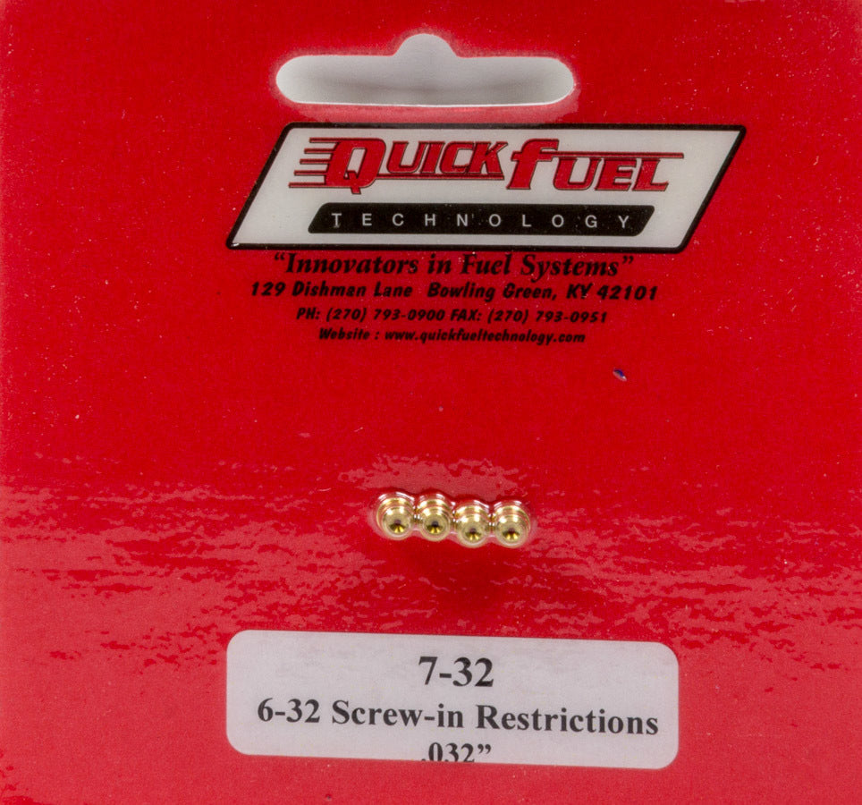 Tecnología Quick Fuel 6-32 Restrictor de rosca de 0,032 pulgadas