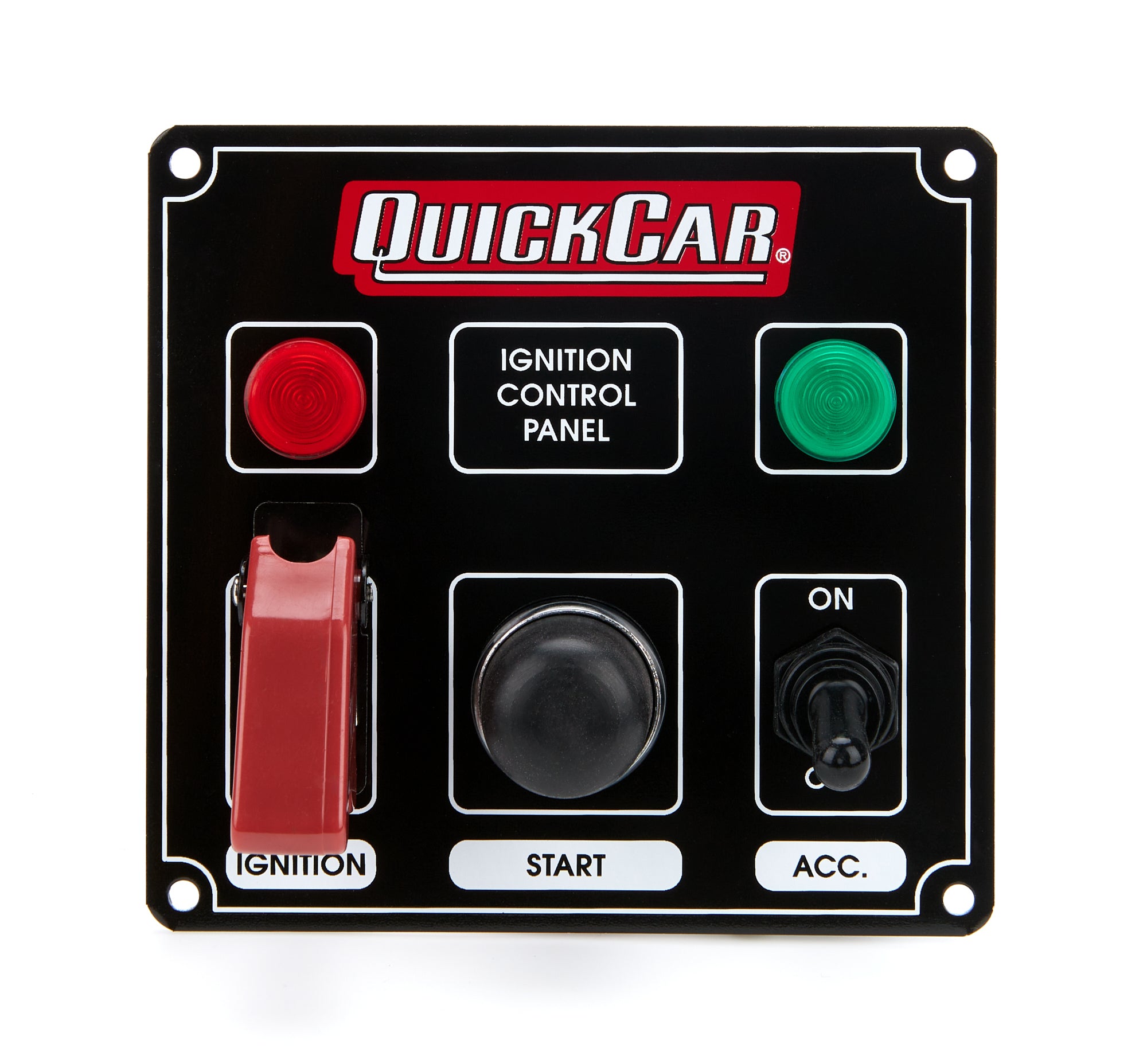 Quickcar Racing Ignition Panel Black w/ 2 Acc. & Lights