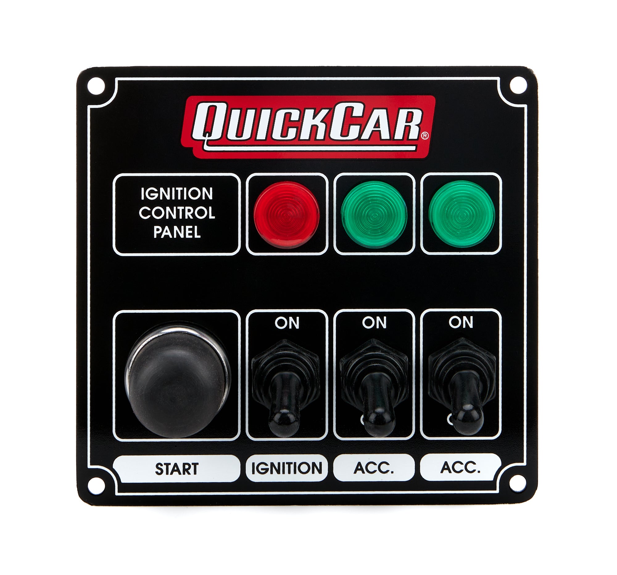 Quickcar Racing Ignition Panel Black w/ 2 Acc. & Lights