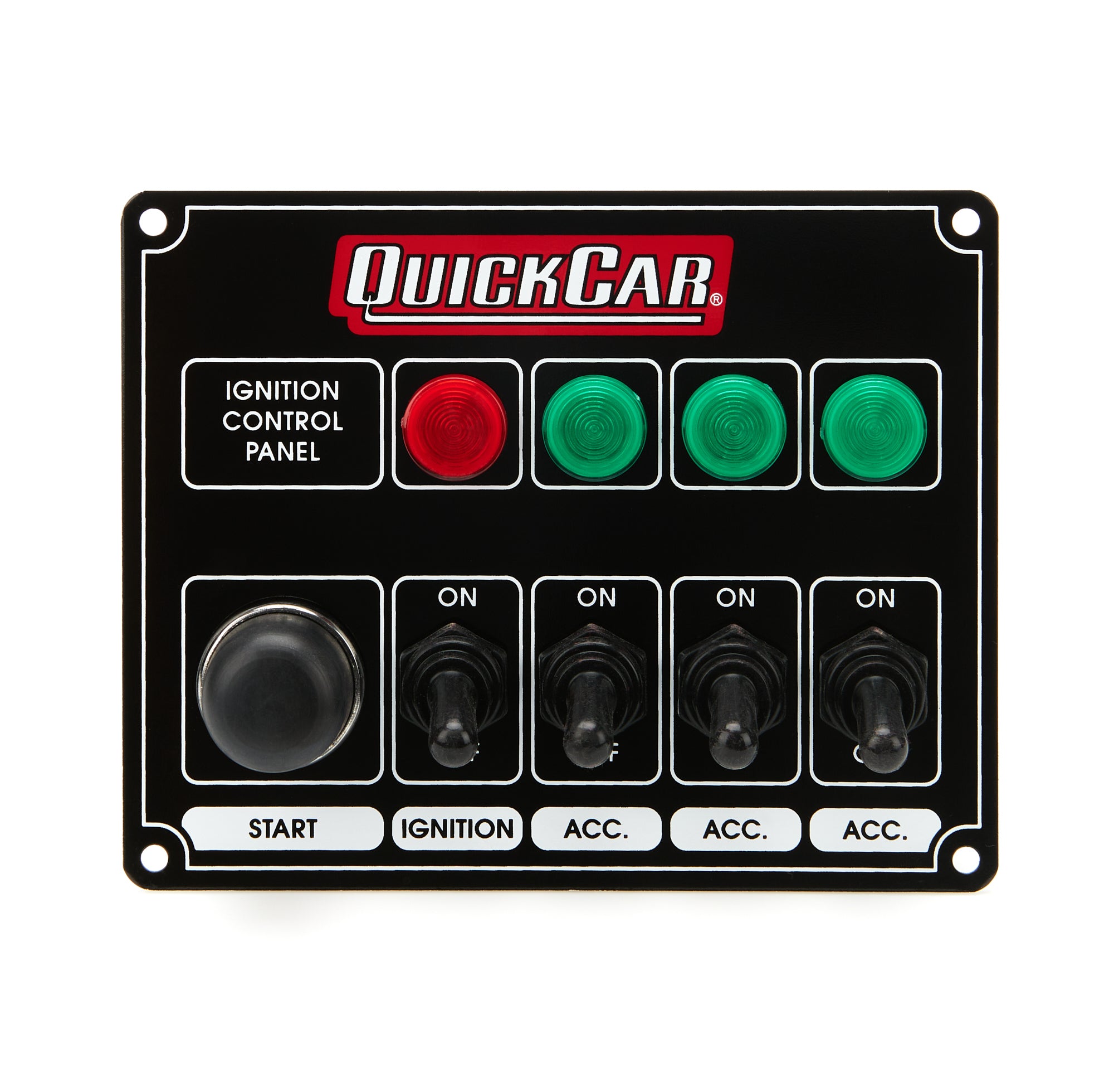Quickcar Racing Ignition Panel Black w/ 3 Acc. & Lights
