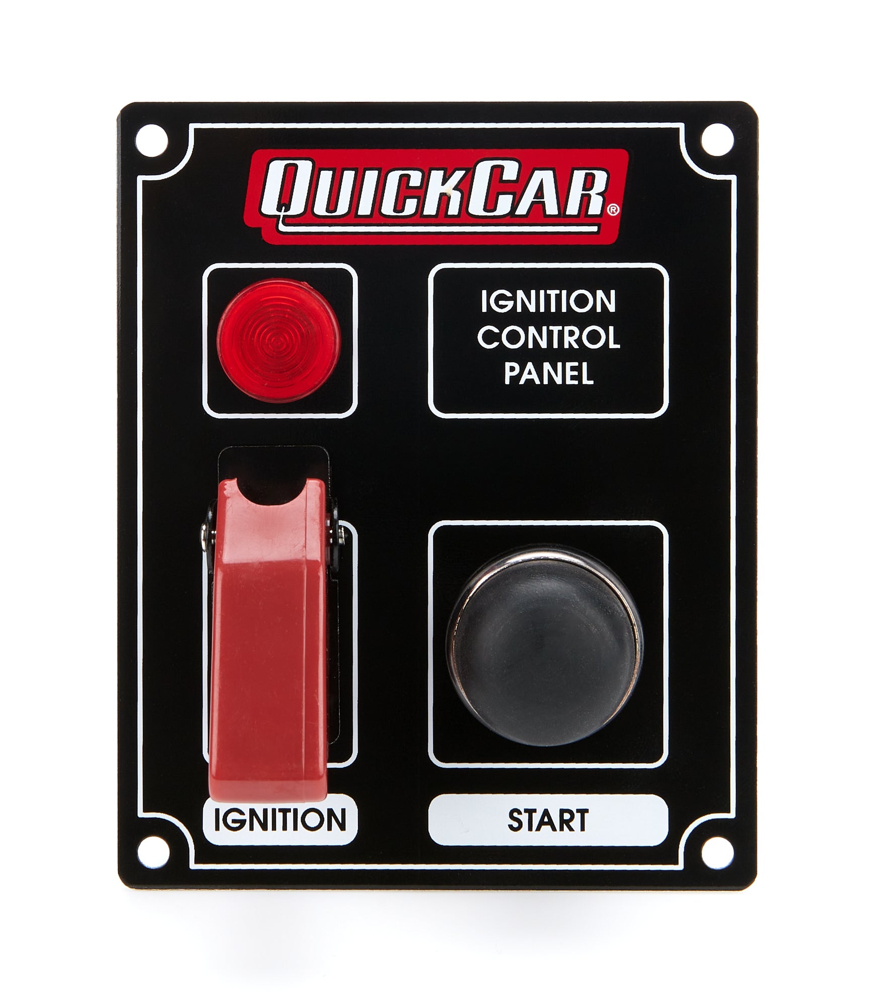 Quickcar Racing Ignition Panel Black w/ Flip Switch & Lights