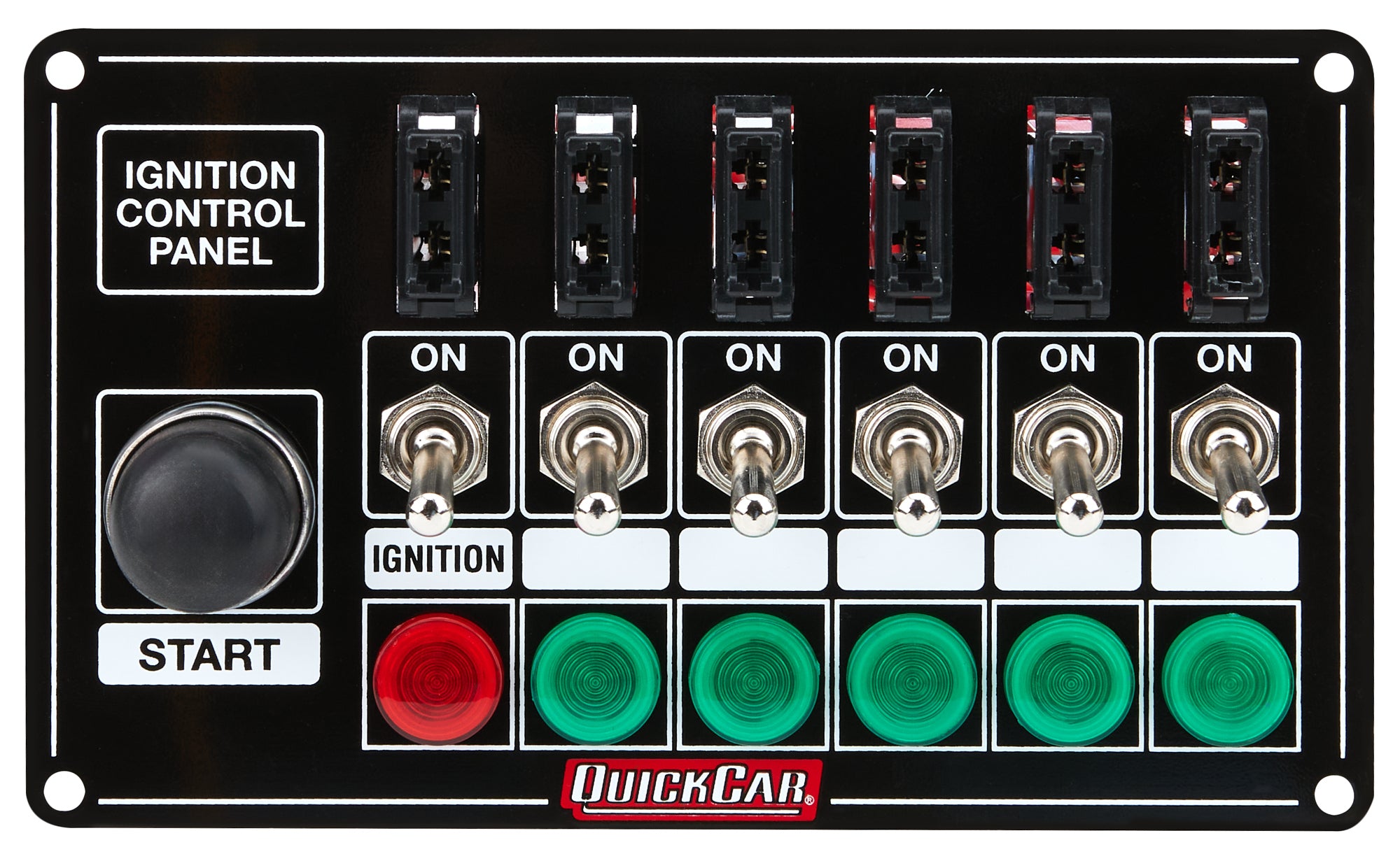 Quickcar Racing Ignition Panel Blk Fused w/Start But. & Lights