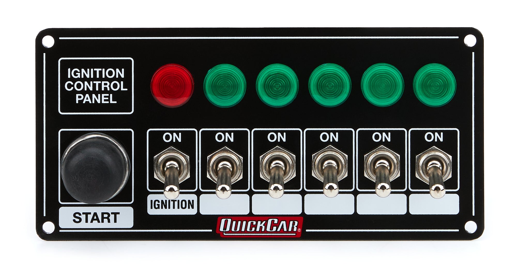 Quickcar Racing Ignition Panel Blk w/ Start But. 5 Acc. & Ligh