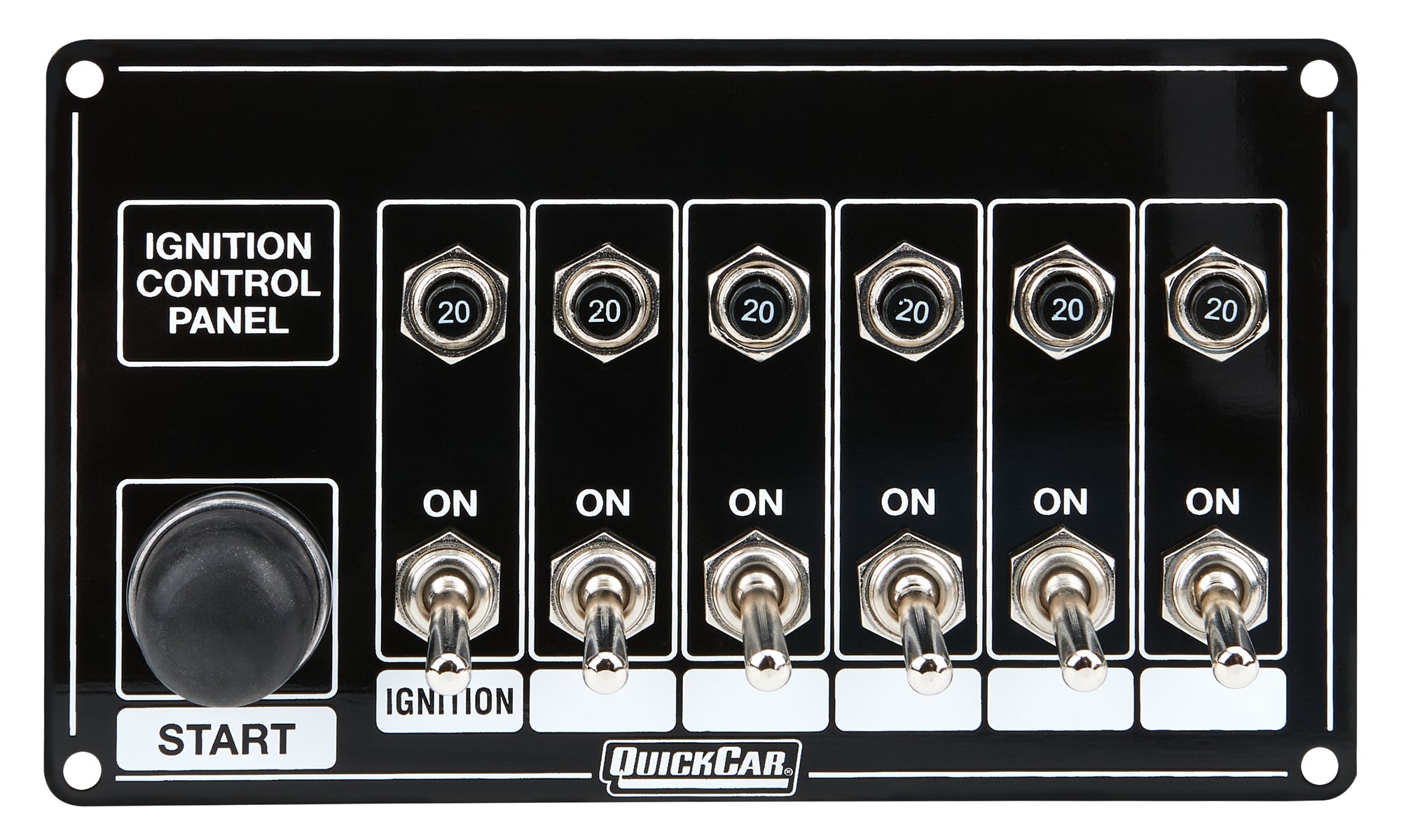 Quickcar Racing Ignition Panel Blk w/ Start But. 5 Acc. Circut