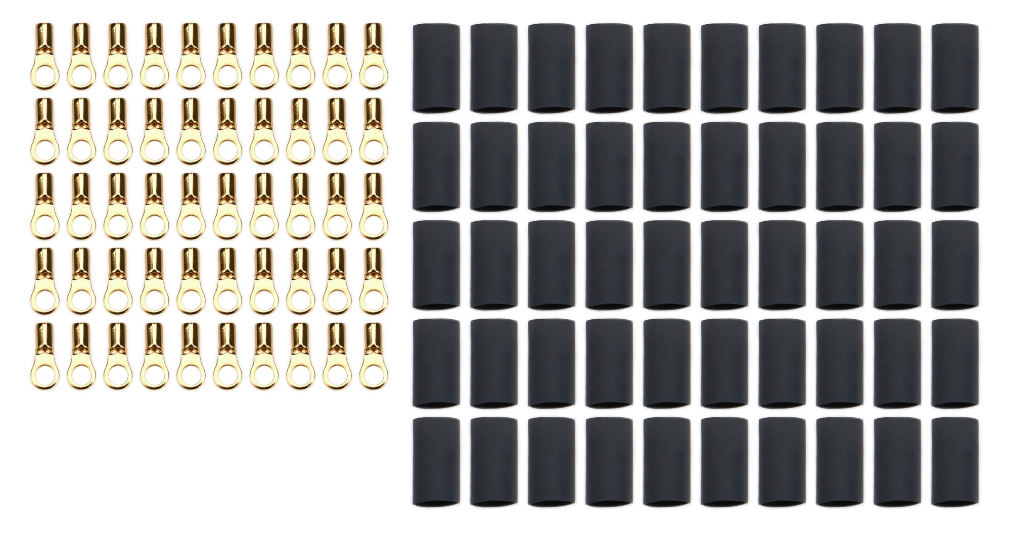 Quickcar Racing Ring Terminal #6 16-22 Ga w/Heat Shrink 50pk