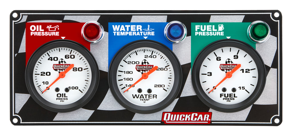 Quickcar Racing 3 Gauge Panel OP/WT/FP